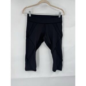 Lululemon Cropped Legging Women 6 Black Sheer Athletic Yoga Gym Workout